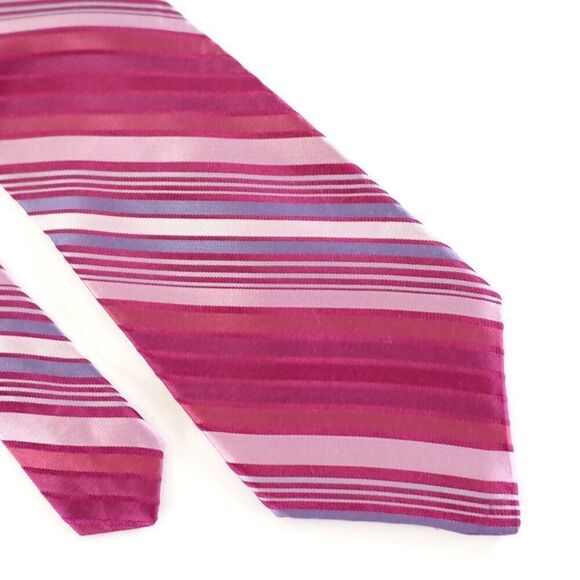 Perry Ellis Portfolio Pink Magenta Woven Striped Silk Tie‎ - Picture 1 of 6